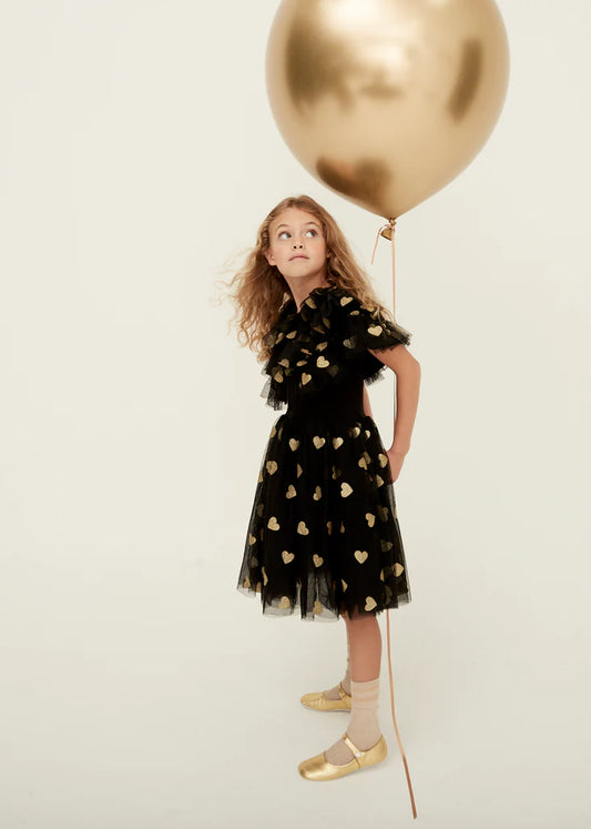 BOB & BLOSSOM Tutu Dress - Black and Gold Hearts
