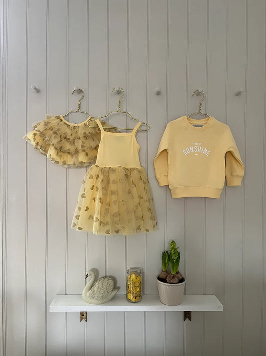 BOB & BLOSSOM Tutu Dress - Yellow and Gold Hearts