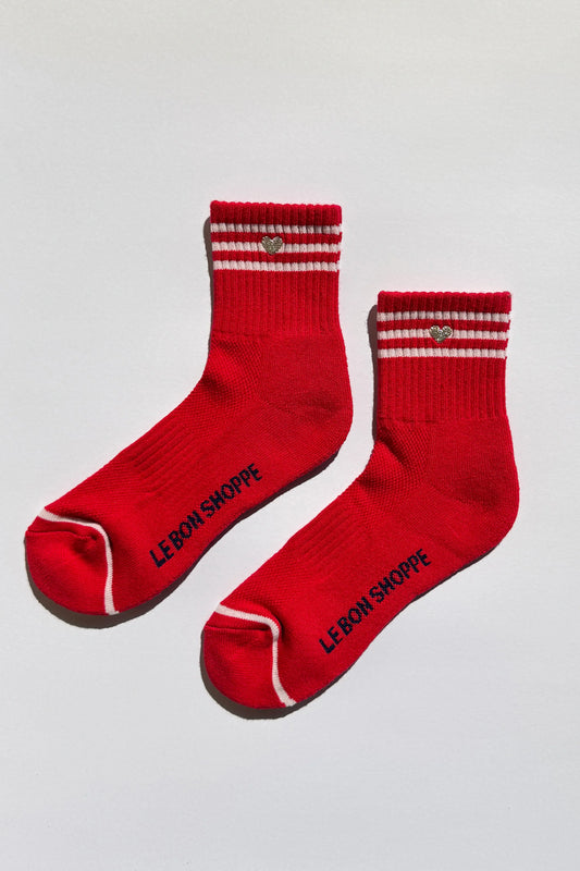 Le Bon Shoppe Embroidered Girlfriend Socks - Red & Heart