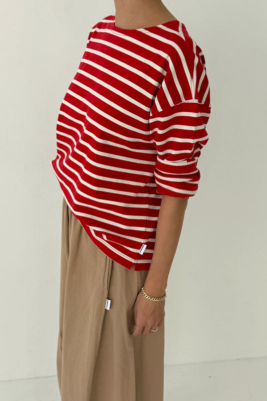 LE BON SHOPPE Sailor Top - White Stripe On Red