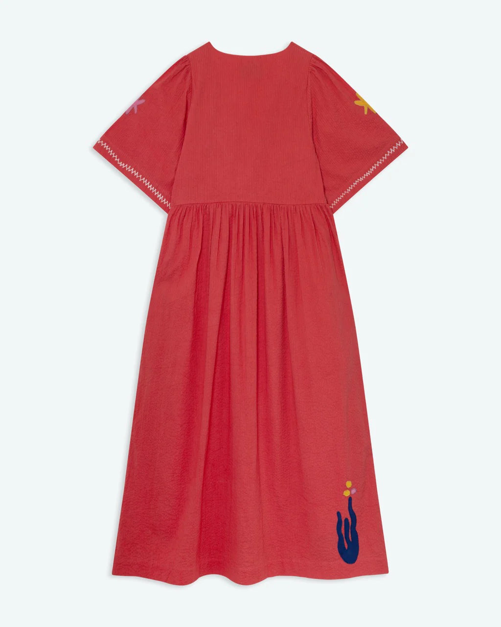 Lowie Coral Red Appliqué Sea Dress