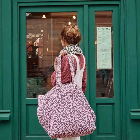 ROSE IN APRIL Tote Bag - Bubble Gum Pink Leopard