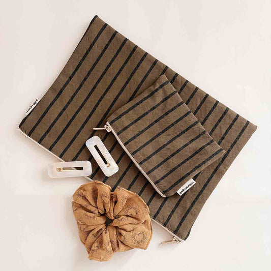 ROSE IN APRIL Flat Bag - Olive Stripes