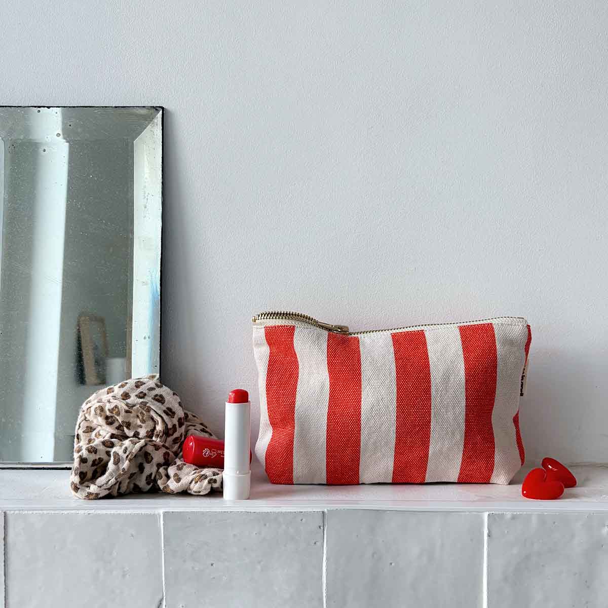 ROSE IN APRIL Small Bag - Red/Cream Stripes