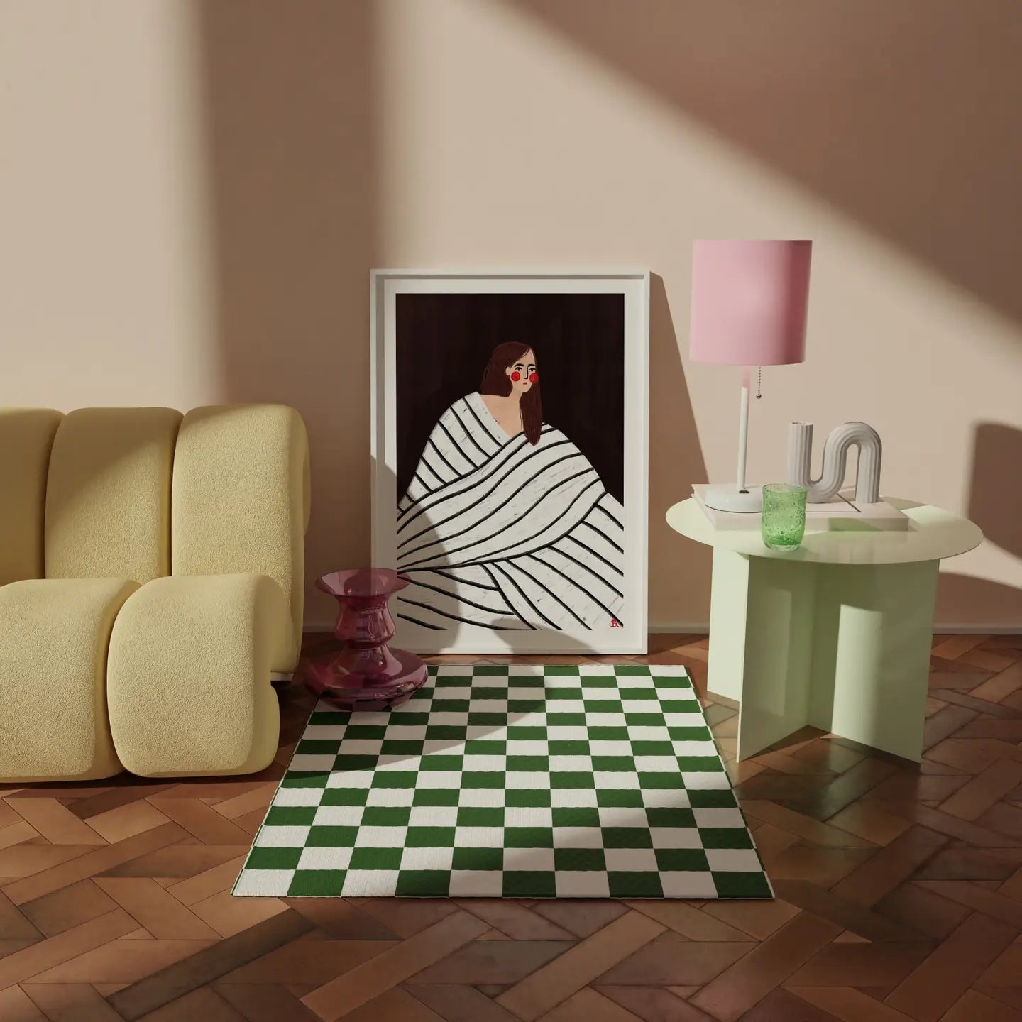 Bea Muller Print - The woman with the black & white stripes A3