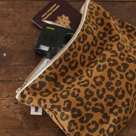 ROSE IN APRIL Large Pouch Bag - Caramel Leopard