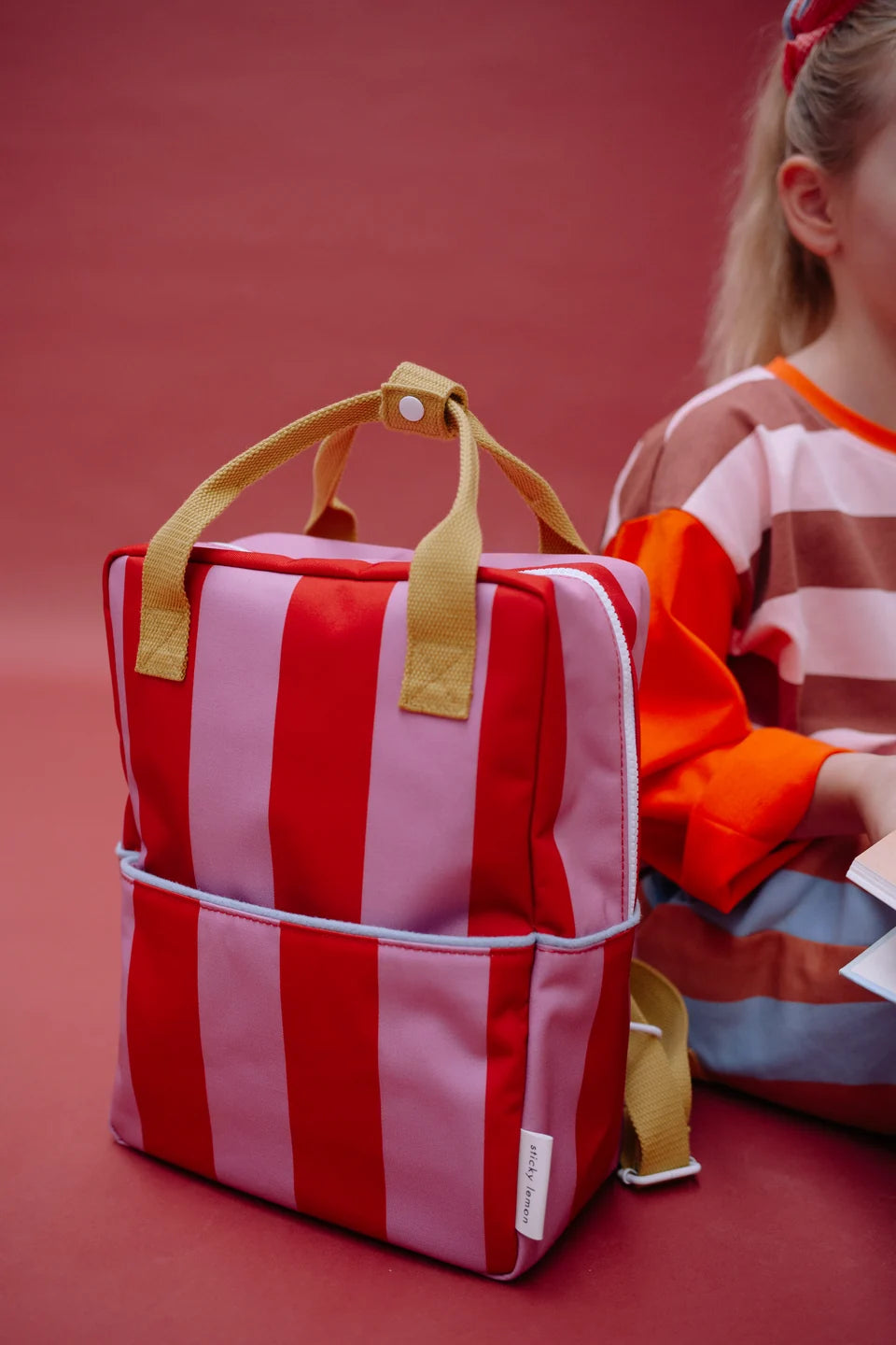 STICKY LEMON Backpack - Medium - red apple + rosebay pink