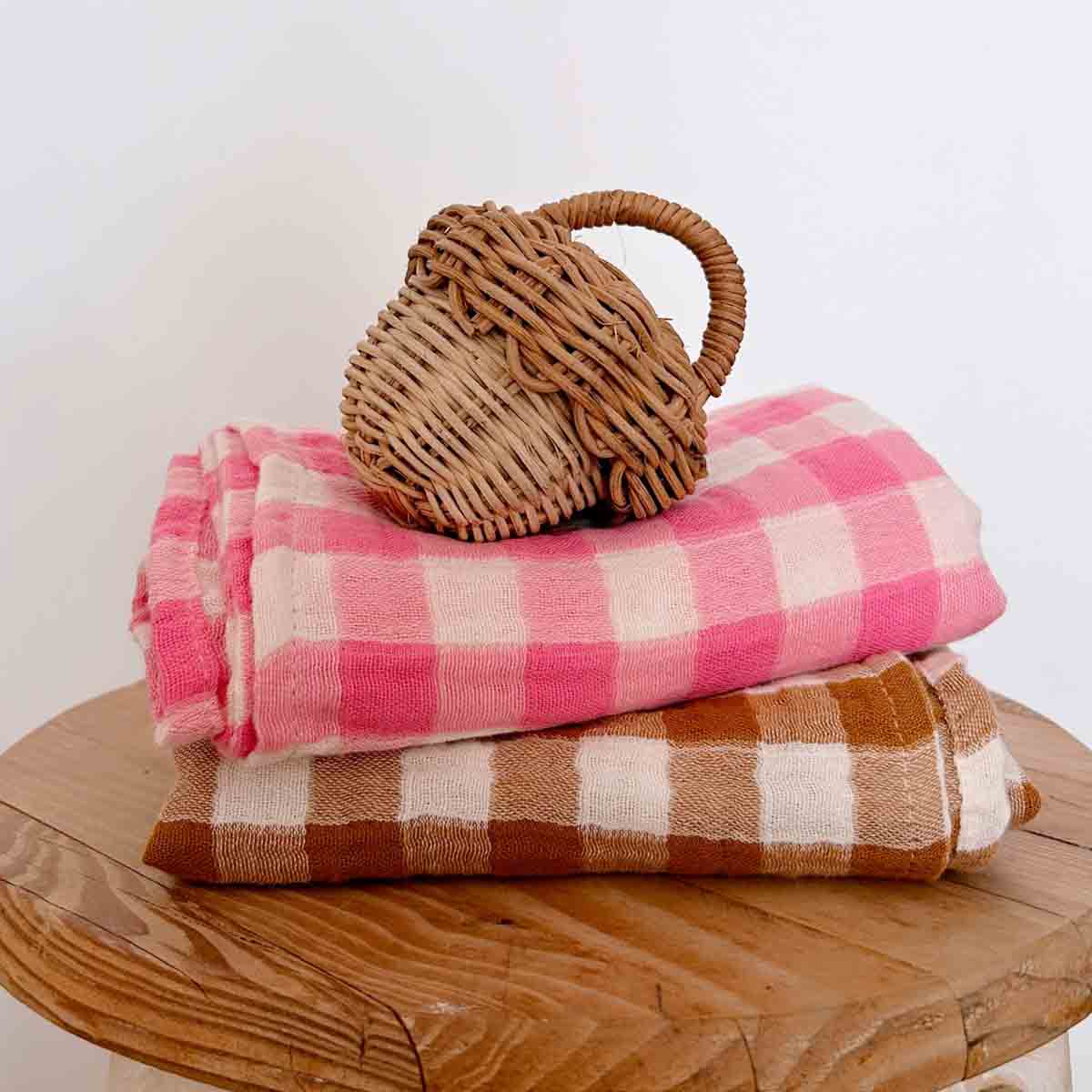 ROSE IN APRIL Swaddle - Pink/White Gingham