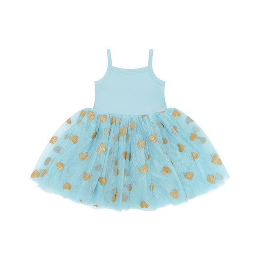 BOB & BLOSSOM Tutu Dress - Blue and Gold Hearts