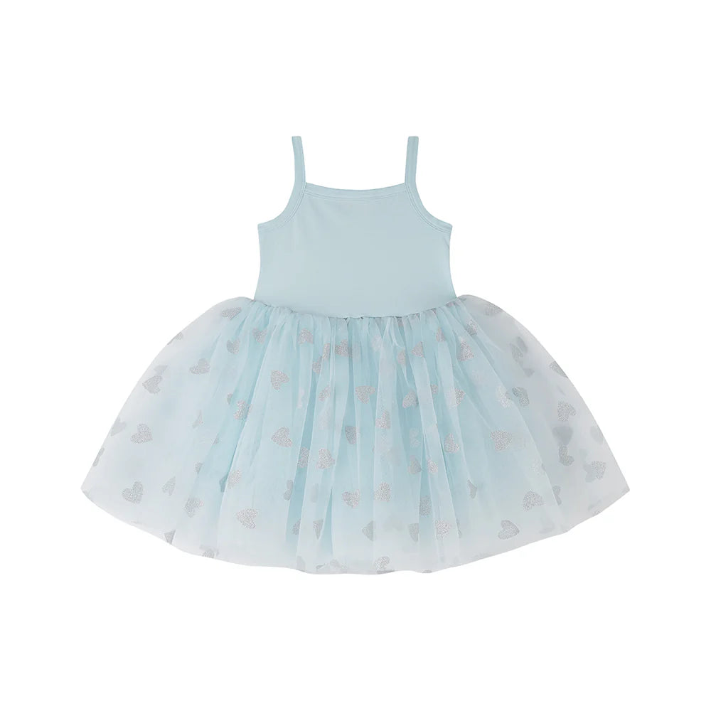 BOB & BLOSSOM Tutu Dress - Blue and Silver Hearts