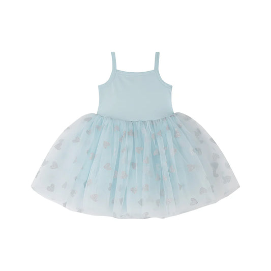 BOB & BLOSSOM Tutu Dress - Blue and Silver Hearts