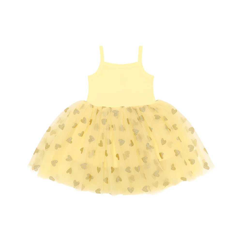 BOB & BLOSSOM Tutu Dress - Yellow and Gold Hearts