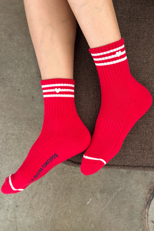 Le Bon Shoppe Embroidered Girlfriend Socks - Red & Heart