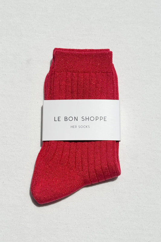 Le Bon Shoppe Her Socks - Ruby Glitter