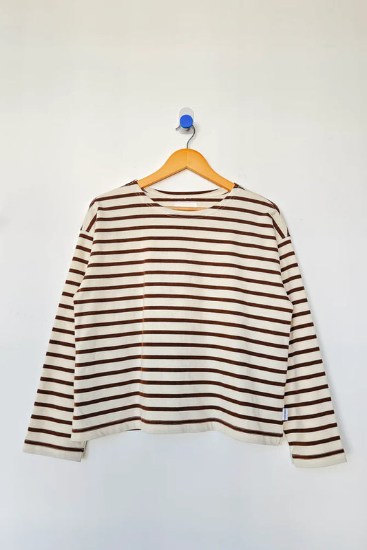 LE BON SHOPPE Sailor Top - Coffee stripes