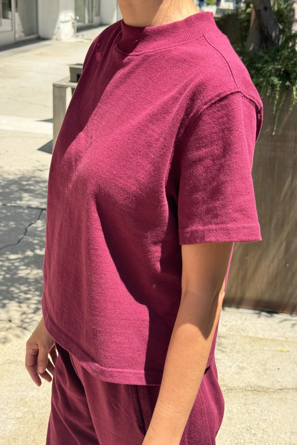 LE BON SHOPPE Sunset Mock Neck Tee - Cabernet