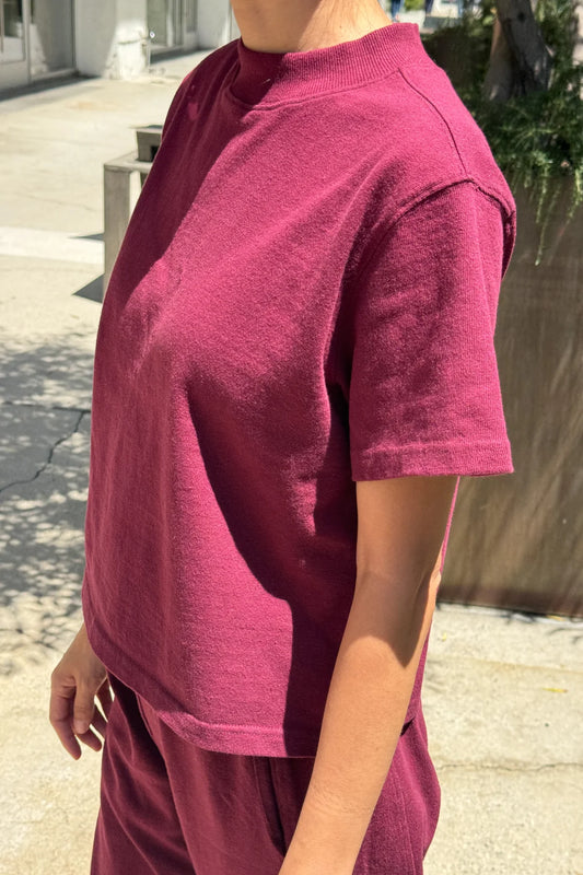 LE BON SHOPPE Sunset Mock Neck Tee - Cabernet