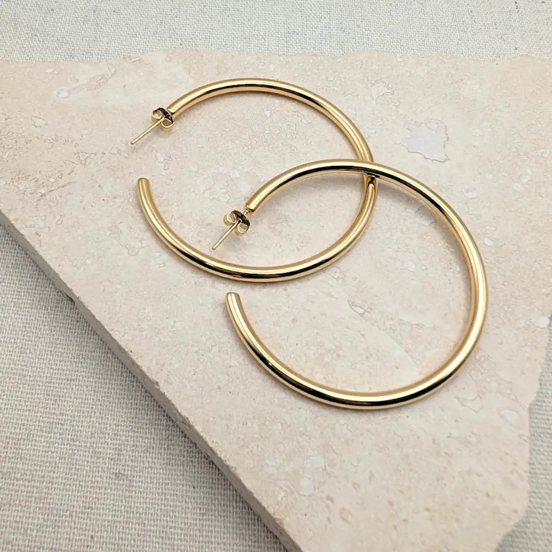 Little Nell Everyday Large Classic Hoops - Gold