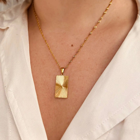 Little Nell Everyday Gold Sunrise Pendant - Rectangle