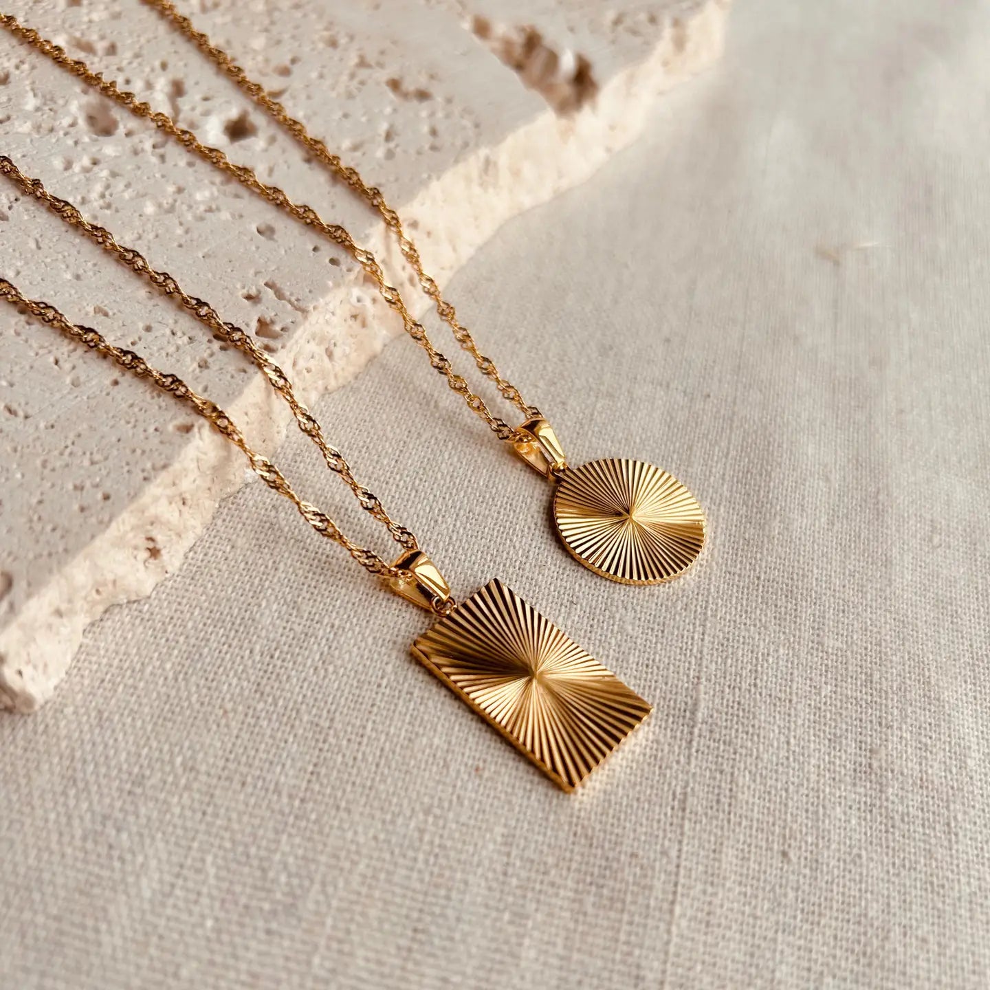 Little Nell Everyday Gold Sunrise Pendant - Rectangle