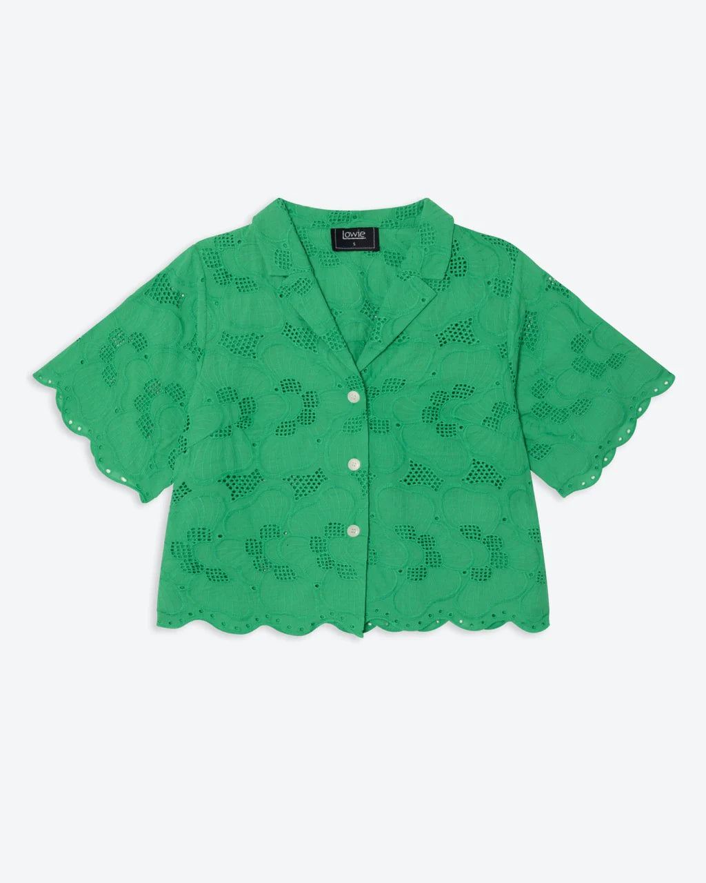 Low Green Broderie Boxy Shirt