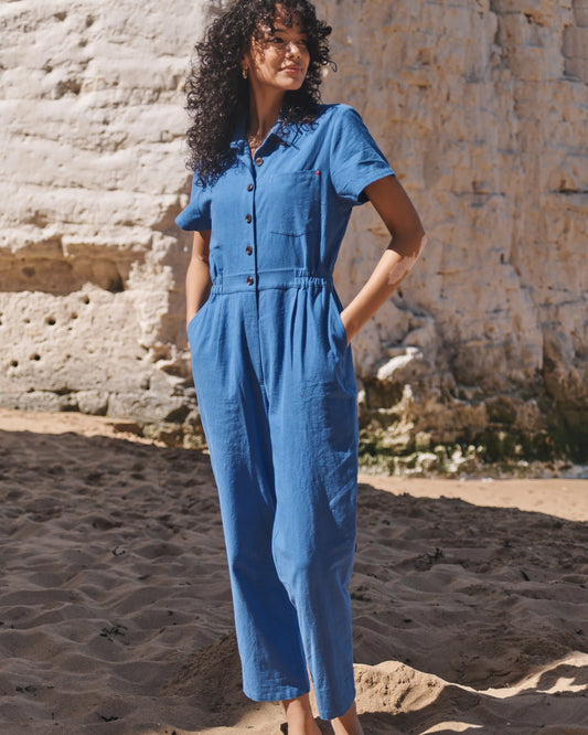 Lowie Cobalt Cotton Linen Boilersuit