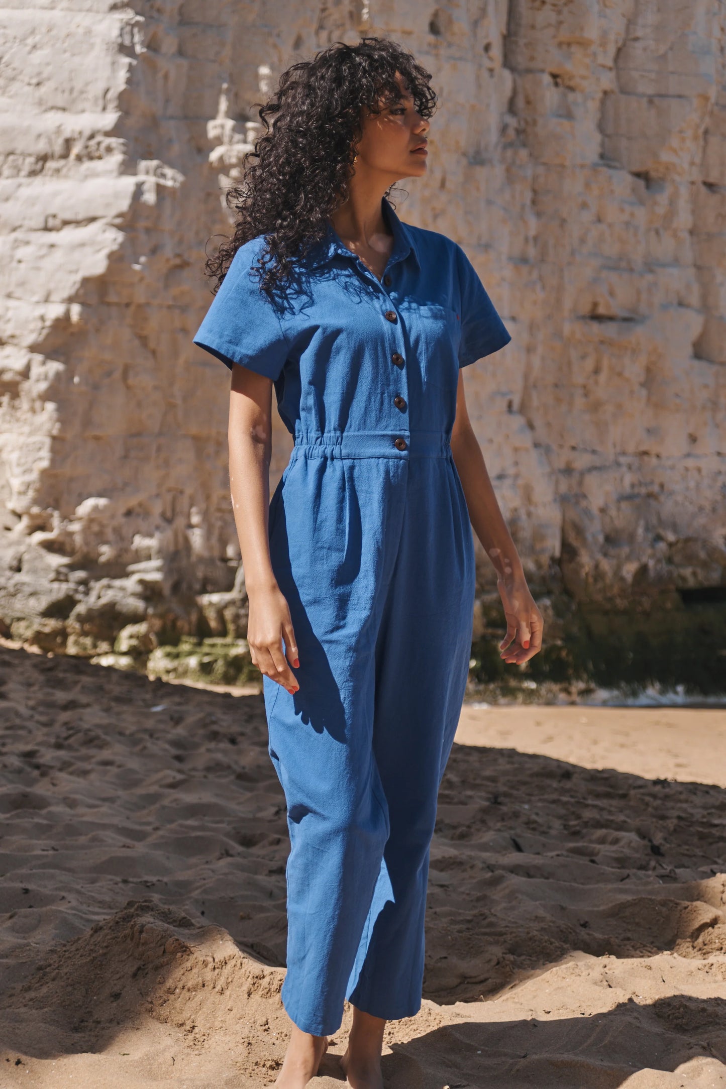 Lowie Cobalt Cotton Linen Boilersuit