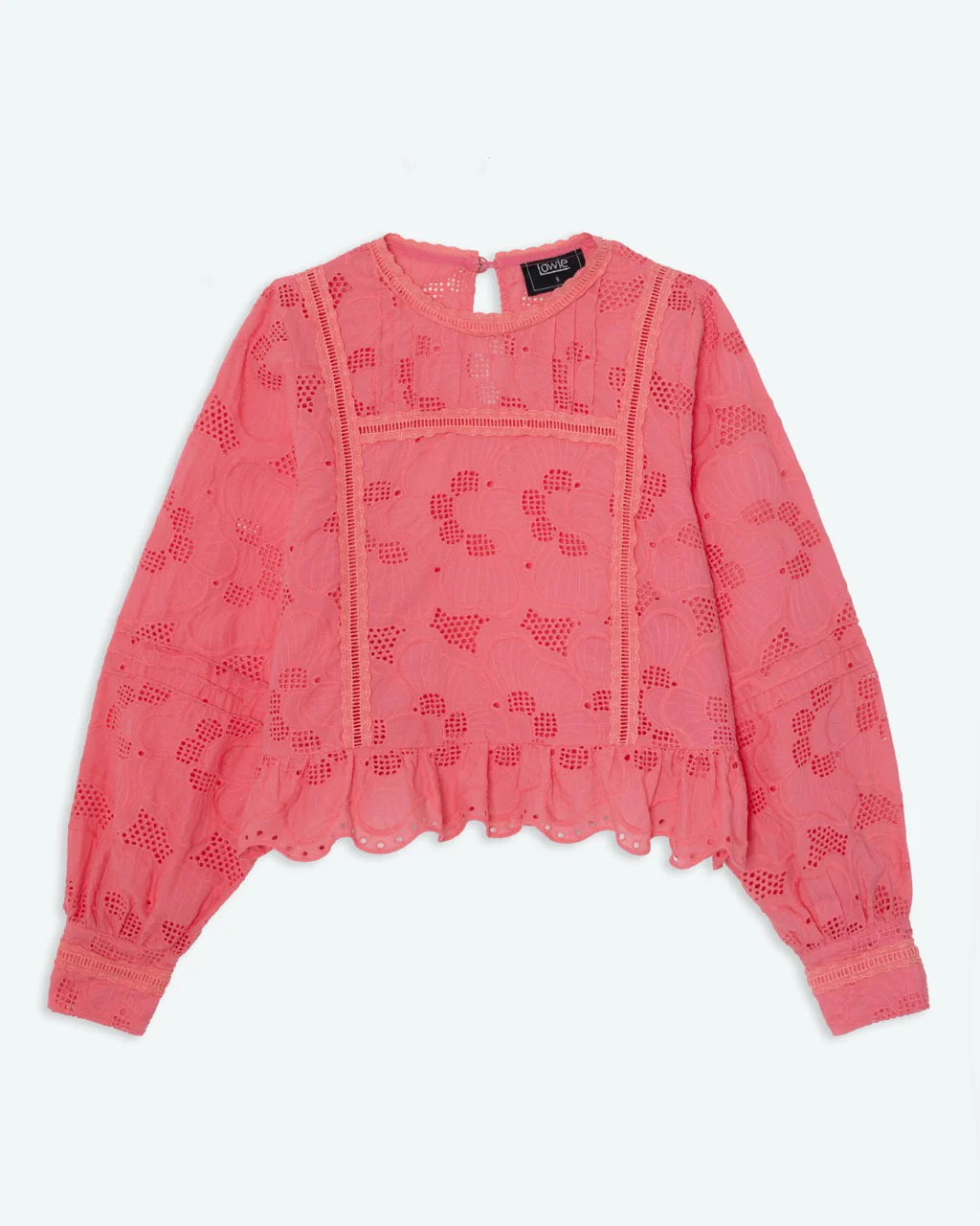 Low  Pink Broderie Long Sleeve Blouse