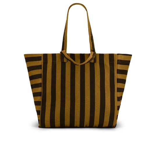 ROSE IN APRIL Tote Bag - Black/Tan Stripes