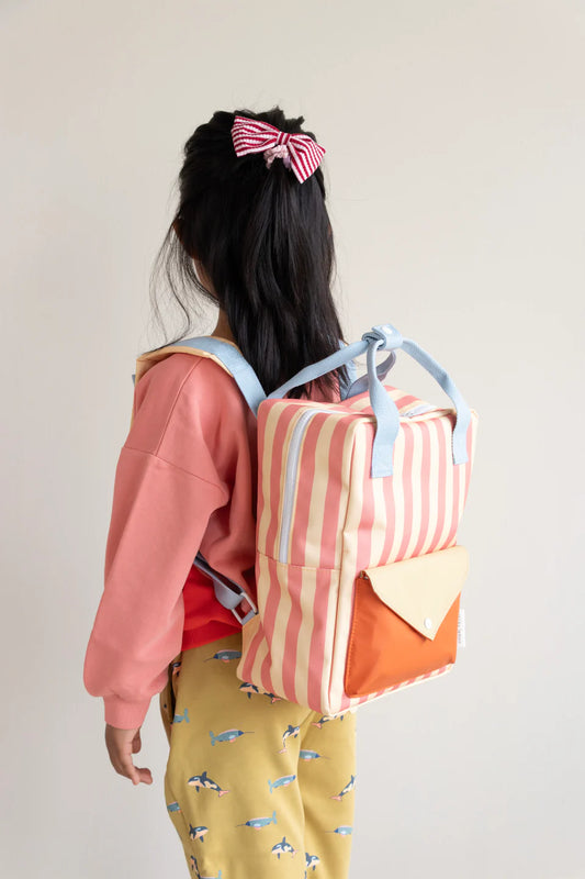 STICKY LEMON Backpack - Medium - Envelope Pink Stripes