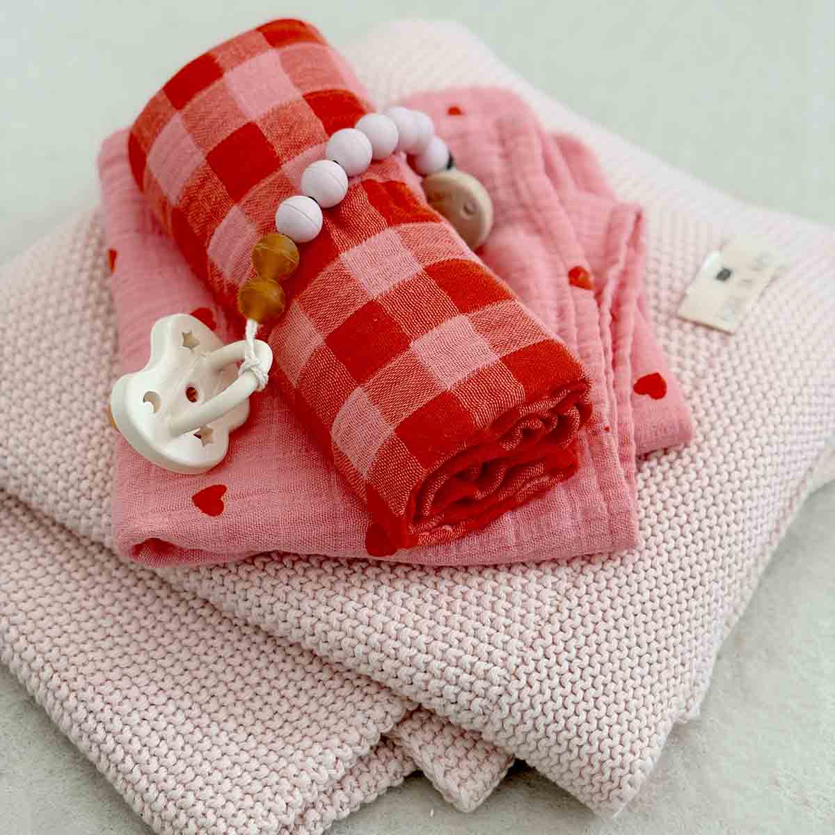 ROSE IN APRIL Swaddle - Red/Pink Gingham