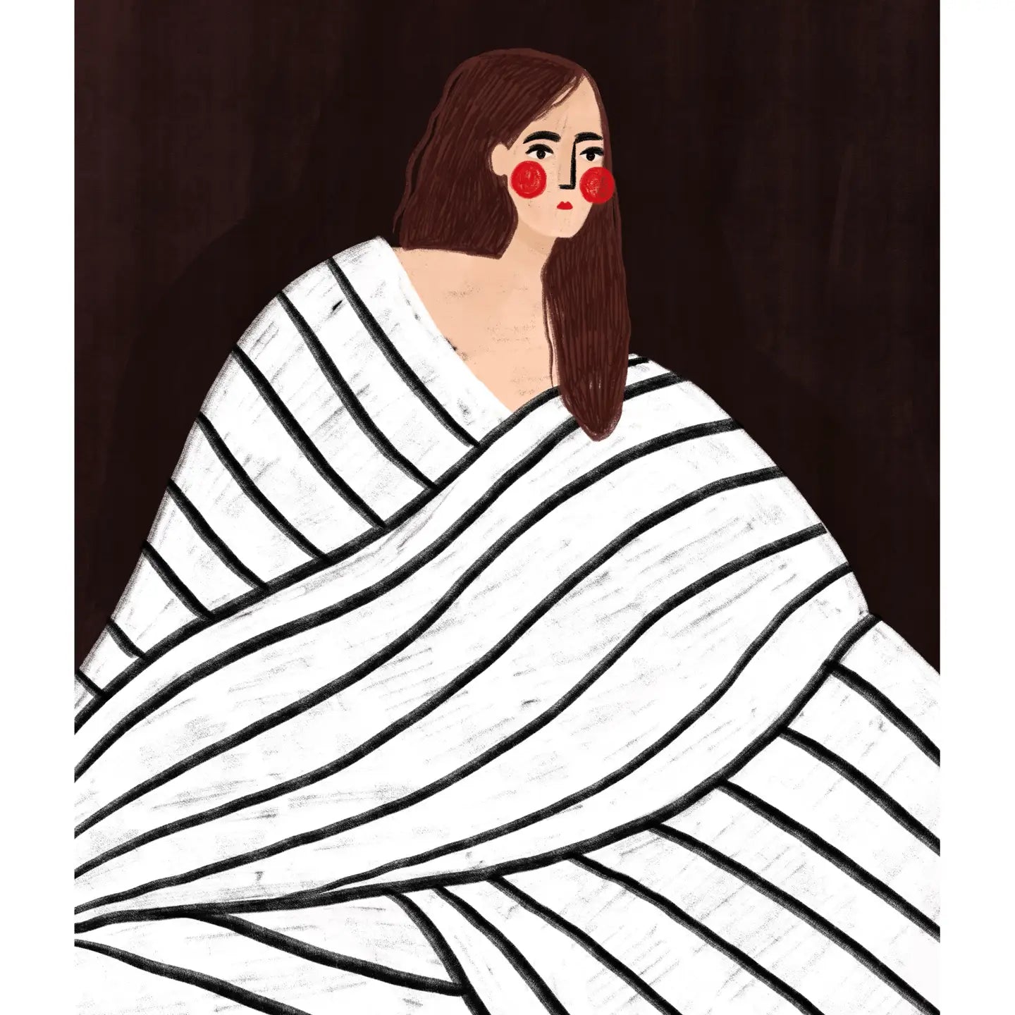 Bea Muller Print - The woman with the black & white stripes A3