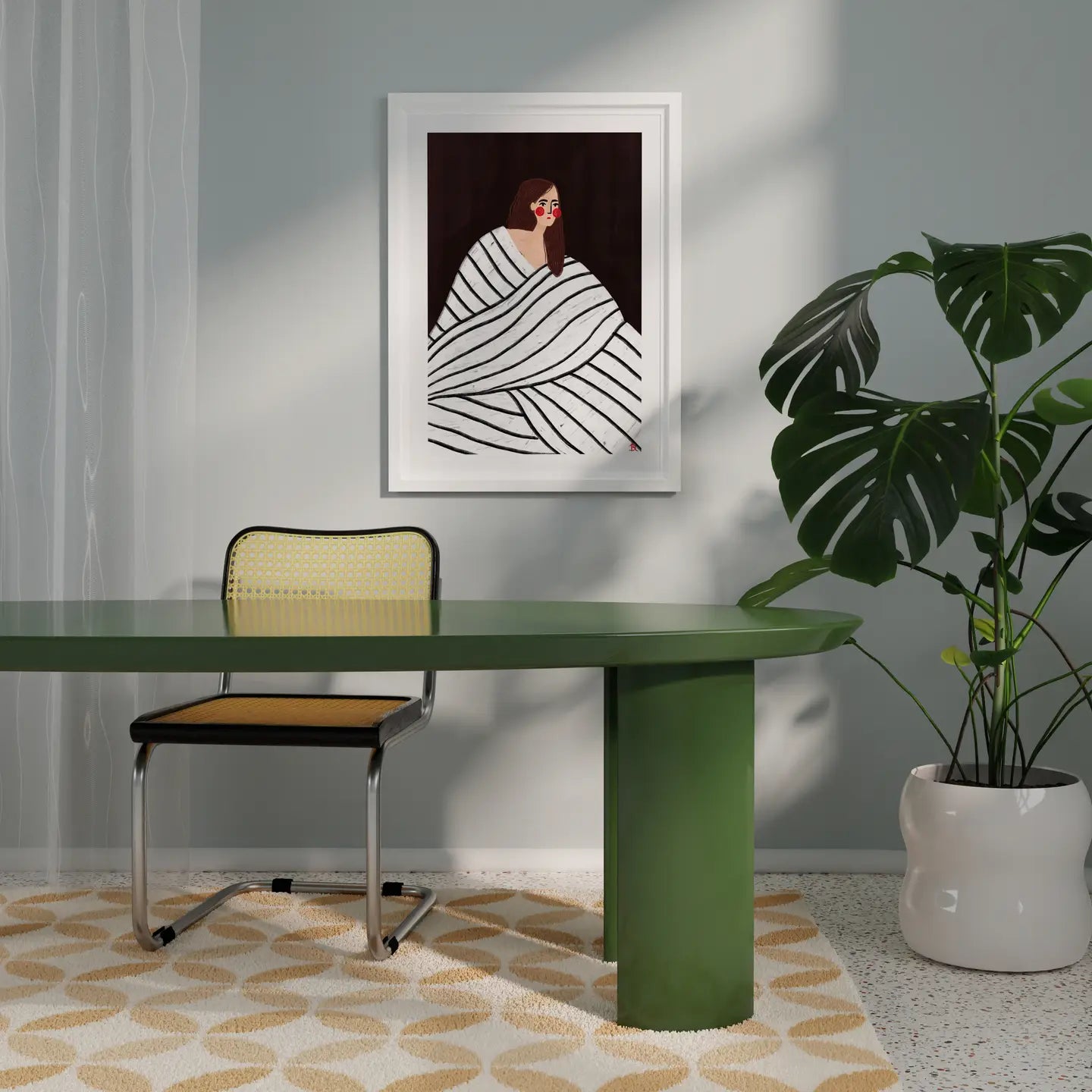 Bea Muller Print - The woman with the black & white stripes A3