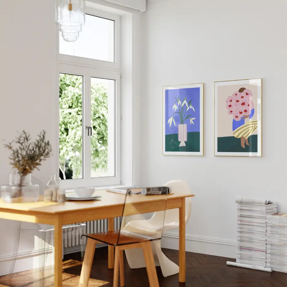 Bea Muller Print - The woman with bouquet of flowers A3